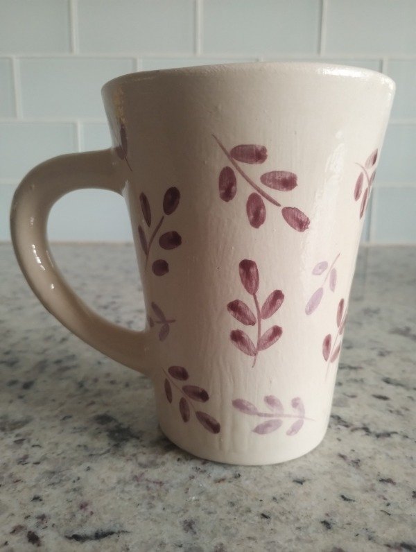 Producto - Taza alta hojas violetas
