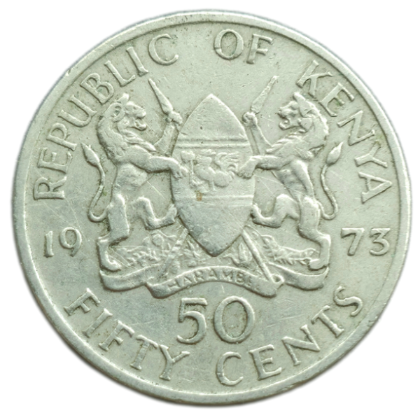 Producto - Kenia 50 Cents 1973 Escudo de Armas Km#13 VF