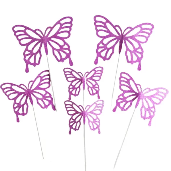 Producto - Topper mariposas con brillo x10 color fucsia