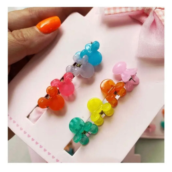 Producto - Set x8 Mini Hebillas Conejitos + Moño de Tul Lila - 1