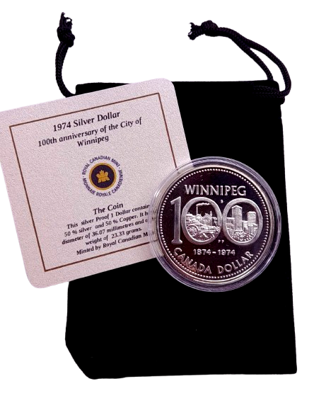 Producto - Canada 1 Dolar 1974 Winnipeg (Plata) Bolsa y Certificado Unc/PROOF