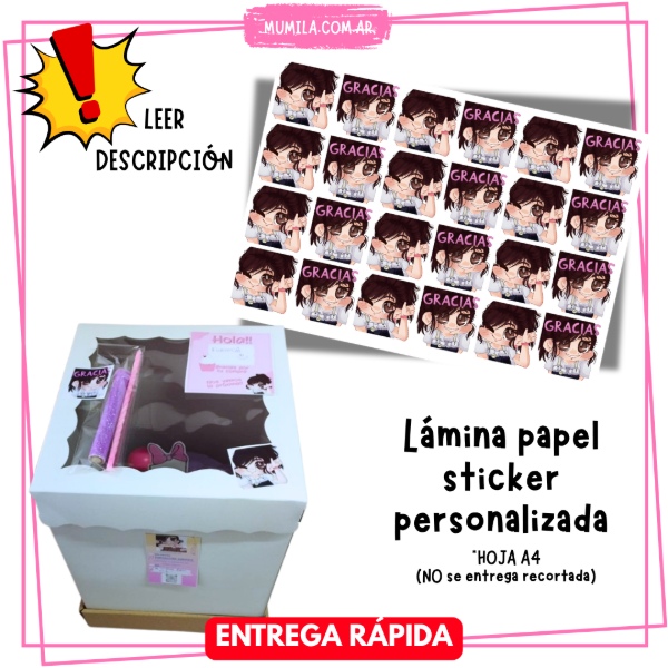 Producto - Lámina Sticker Personalizada Tiempo de entrega RÁPIDA
