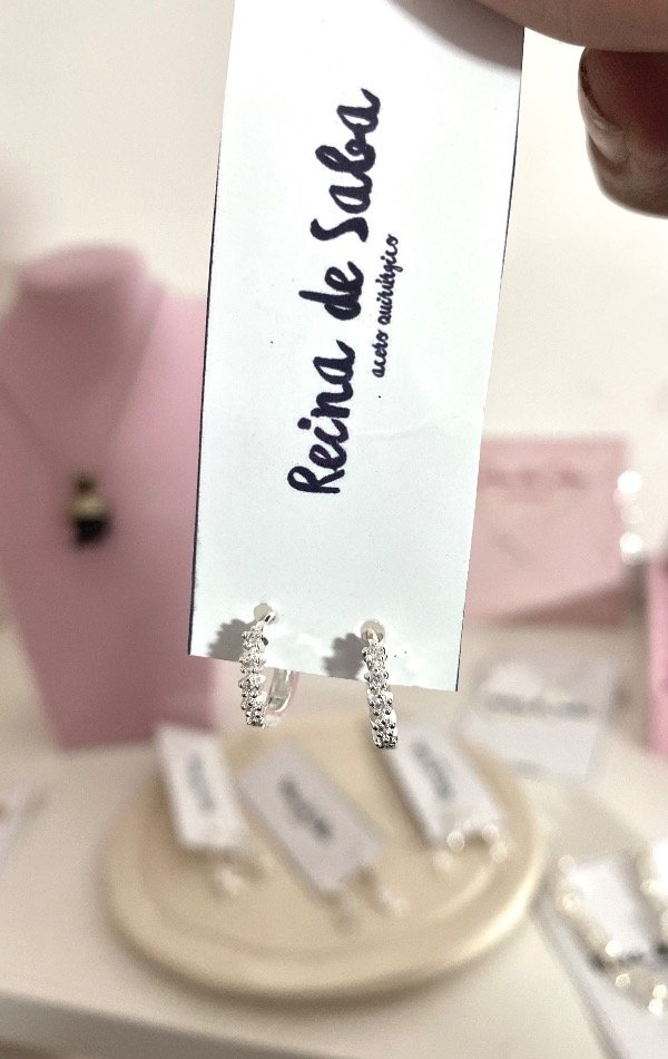 Producto - Argollas con strass acero quir.blanco