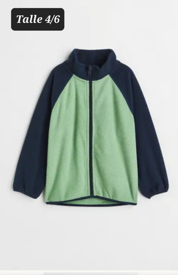 Campera micropolar HyM talle 4/6 verde y azul