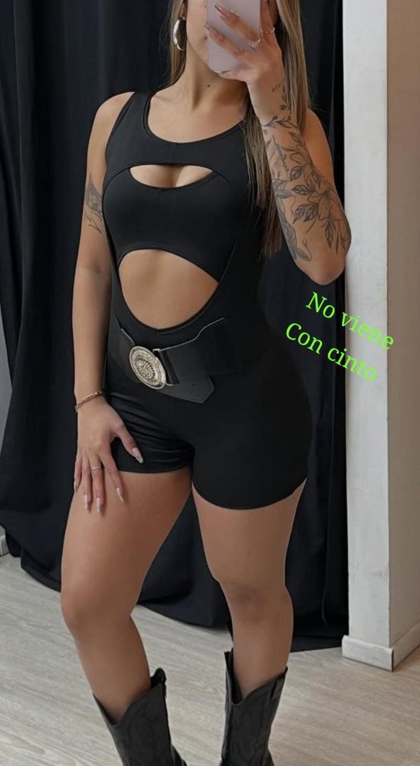 Producto - Catsuit Lycra reforzada negro y animal print talle 1/2/3