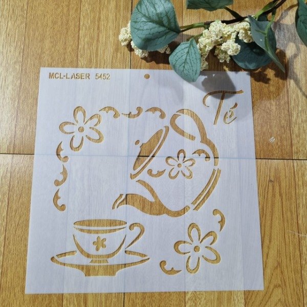 Producto - St 5452 de 20x20 cm Stencil Taza Té