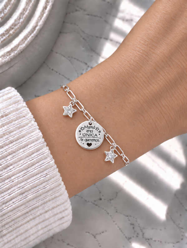 Producto - PULSERA ESTRELLAS CUBIC Y MEDALLA MAMÁ 0001
