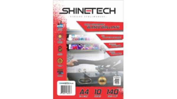 Producto - Vinilo autoadhesivo sublimable blanco brillante A4 Shine-Tech. VENTA X HOJA