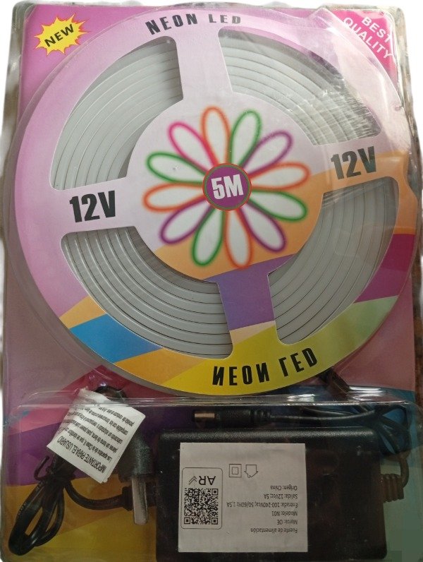 Producto - Tira Luz Neon LED 5 Metros Flexible 12V con Fuente Incluida