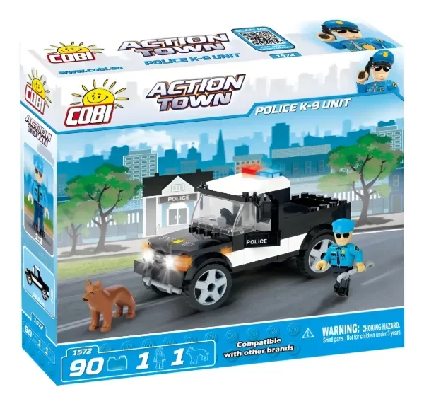 Producto - Cobi 1572 Police K-9 Unit + 2 Figuras + Auto 90 Piezas