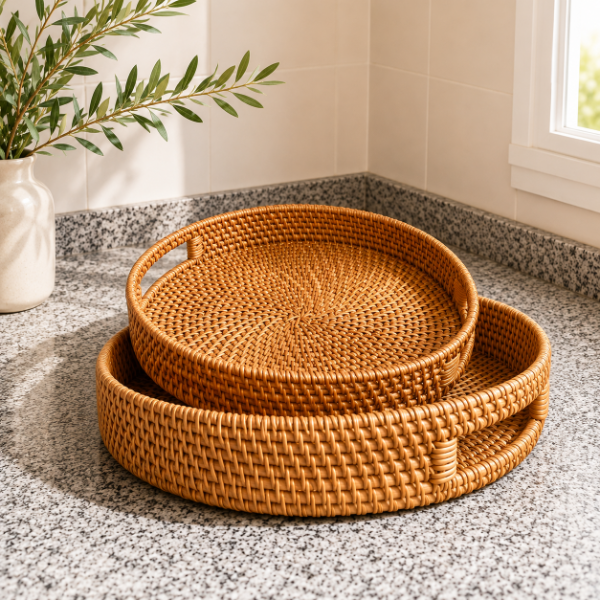 Producto - Set x2 Bandeja Redonda Rattan - 0