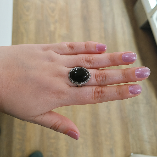 Producto - Anillo Onix Negro Ovalado - Plata 925