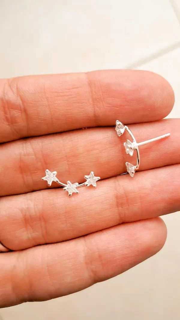 Producto - Aro trepador de Plata 3 estrellas shine (por unidad)