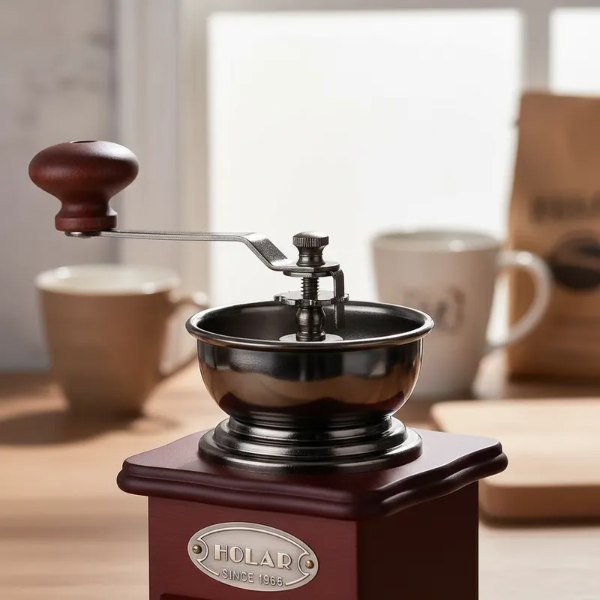 Producto - Molinillo Cafe Holar Grande Muela Acero 12 cm Color Marrón
