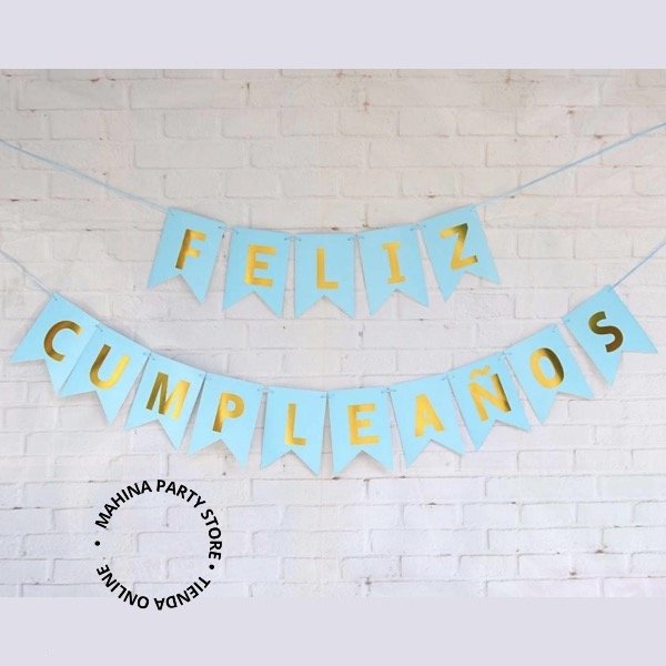 Producto - Banderín de cumpleaños celeste