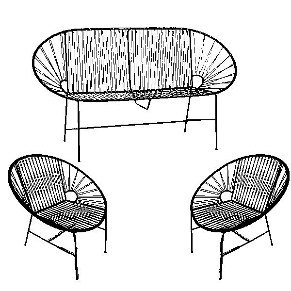 Producto - Juego de jardín (2 sillas Acapulco + 1 sillón doble Capri)