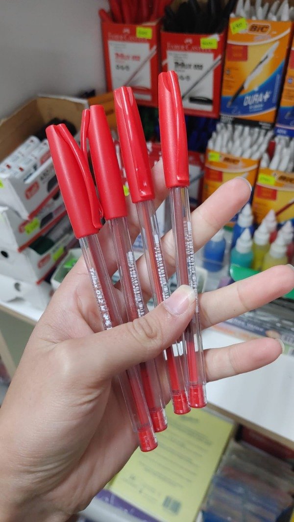 Producto - Bolígrafo Faber Trilux 032 Cristal Rojo