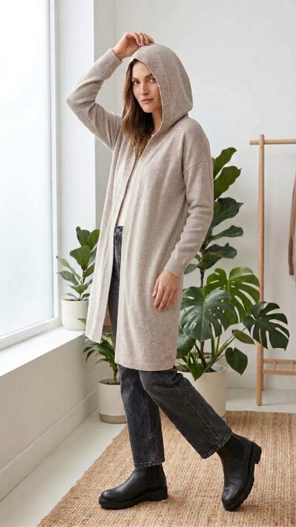 Producto - Saco Largo Manhattan Tejido Entero- Elegancia Urbana y Tecnología Sin Costuras - 4