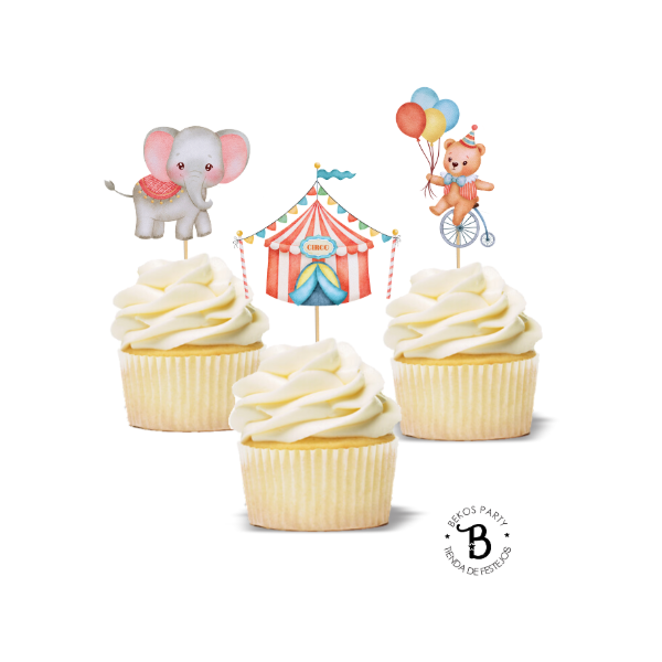 Producto - Topper cupcake silueta x 6 Circo