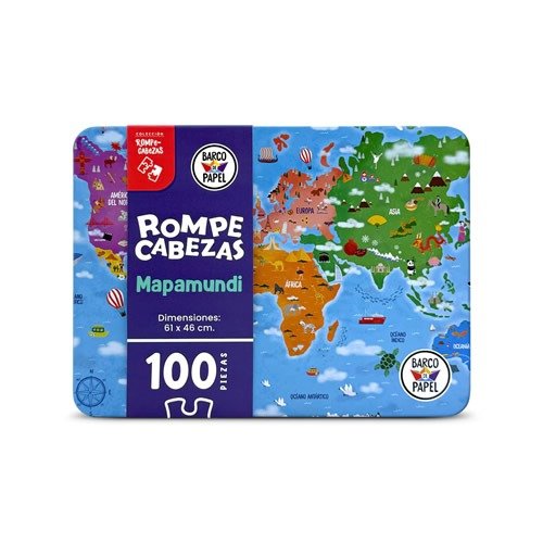 Producto - Rompecabezas en lata 100 piezas - Mapamundi