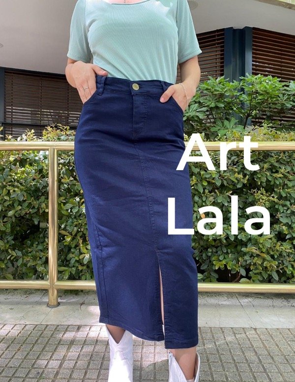 Pollera de jeans azul