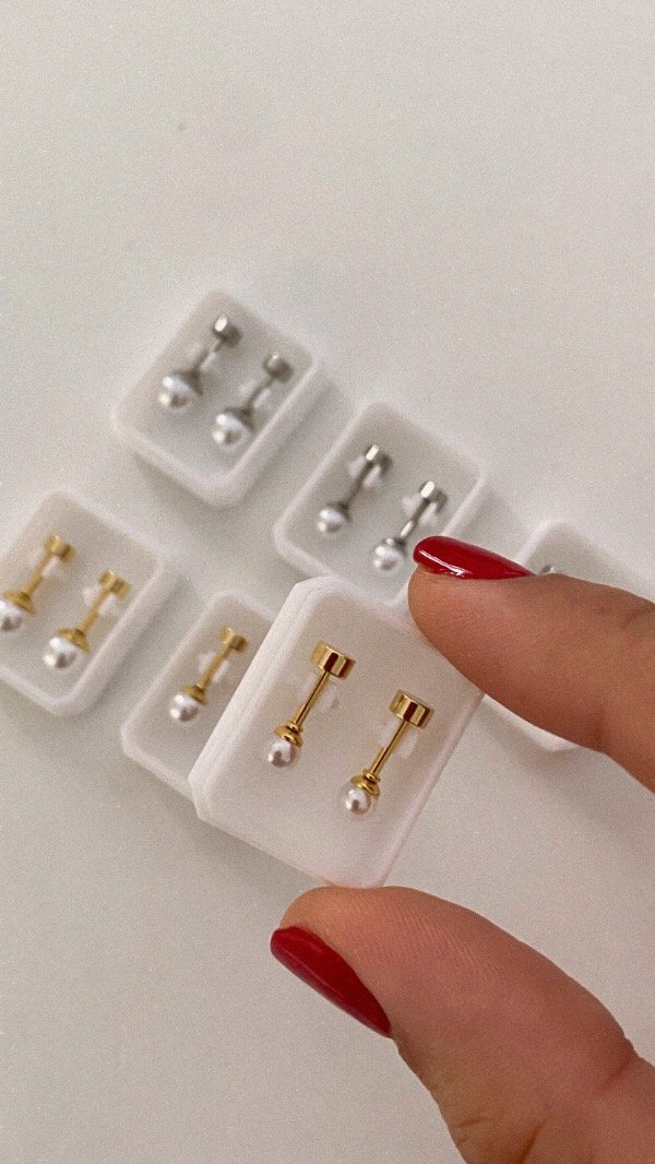 Producto - Abridores perla. Acero dorado. Chico