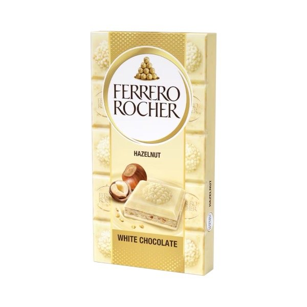 Producto - Tableta Chocolate Blanco y Avellanas Ferrero Rocher 90g