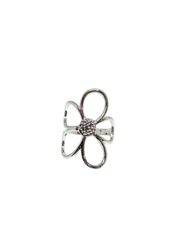 Producto - Anillo acero blanco inflado flor
