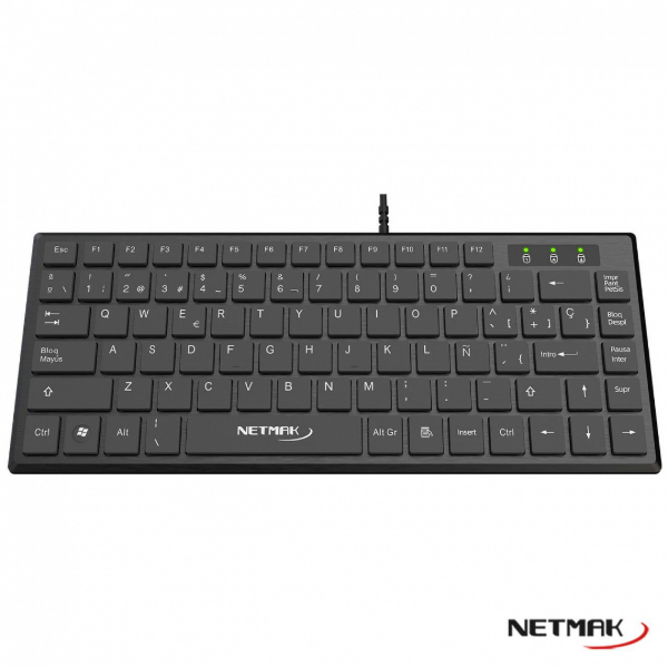 Producto - Teclado español -compacto -ultraslim -usb -silencioso -black -Netmak (NM-KB579)