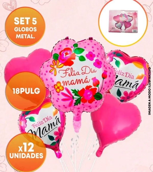 Producto - Feliz Dia Mama Flor - Set 5 Globos