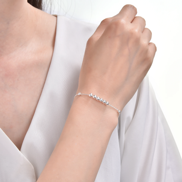 Producto - Pulsera Veneciana Corazónes de 6 mm y bolitas de 4 mm