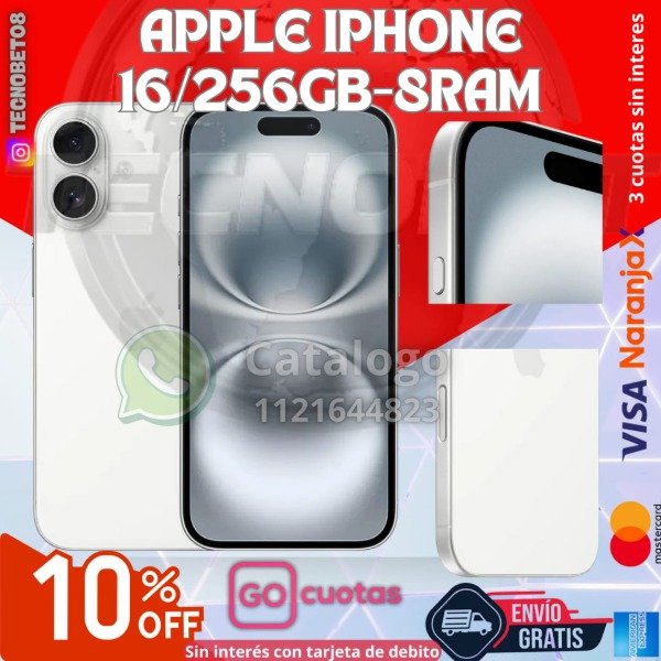 Producto - APPLE IPHONE 16/256GB-8RAM