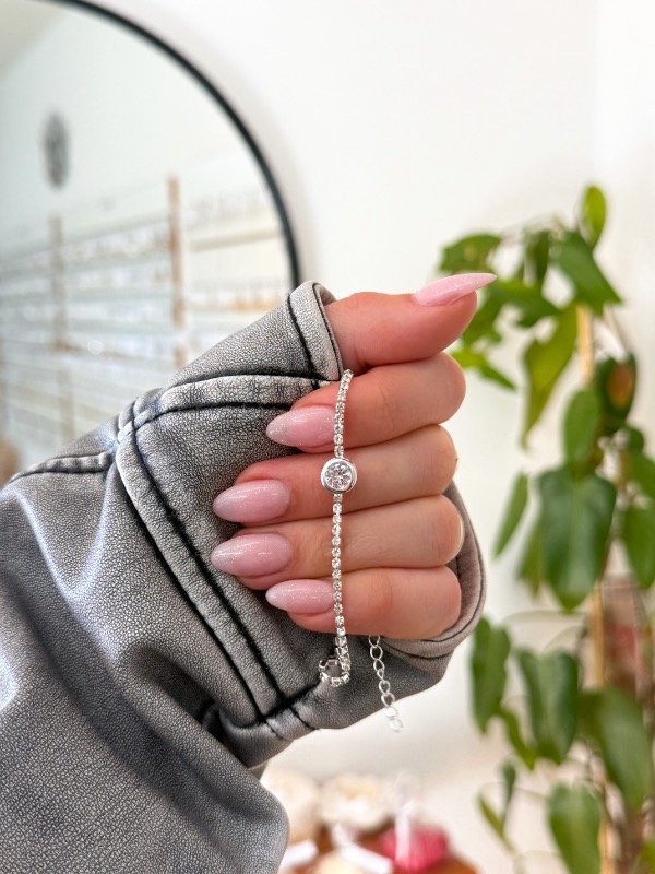 Producto - Pulsera acero blanco círculo cúbics