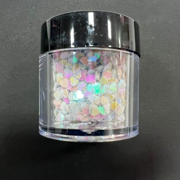 Producto - Mini Lentejuelas Corazones Blanco Holográfico