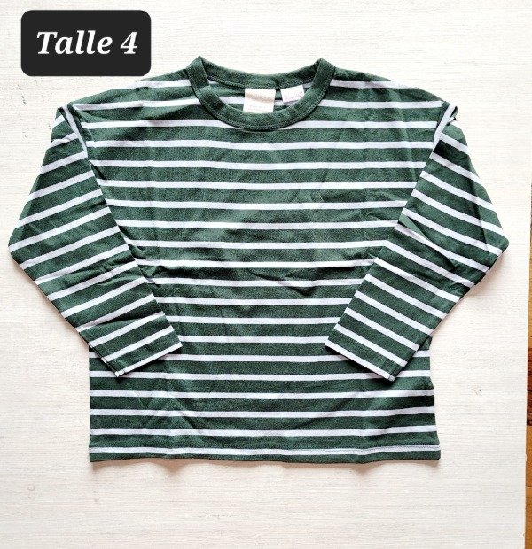 Producto - Remera manga larga zara talle 4 rayada verde