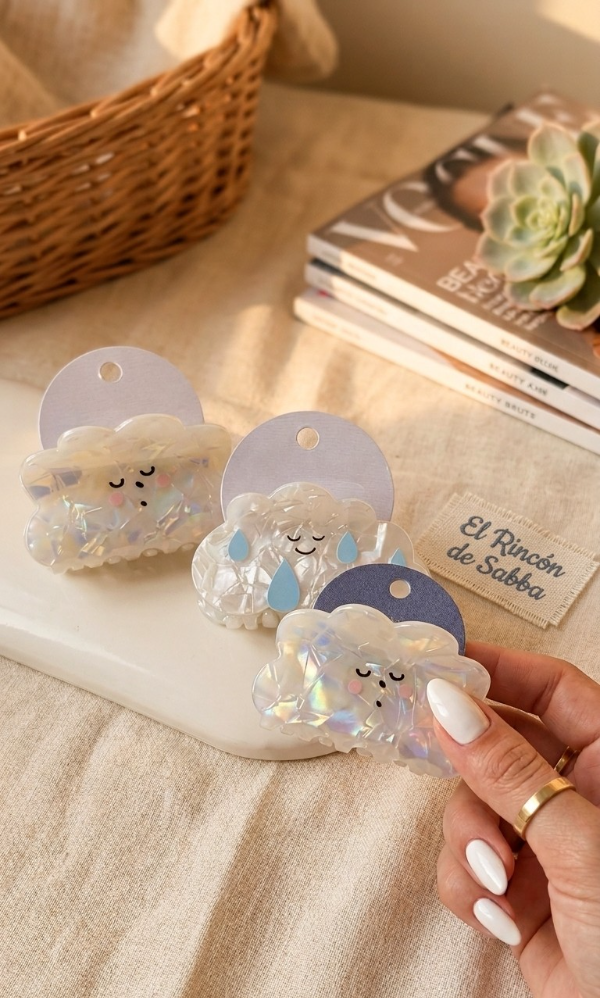 Producto - Pinza para el Cabello "Nube Mágica" - Estilo Kawaii de Acetato