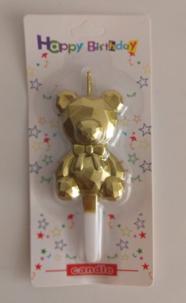 Producto - Vela Osito Facetada 9cm Dorado