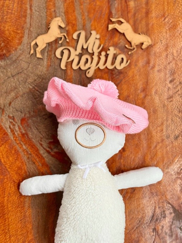 Producto - Boina Hilo Rosa Bebé Pompón - 1