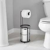Producto - PORTA PAPEL HIGIENICO VERTICAL DE PISO DE METAL 50X15CM NEGRO - 0