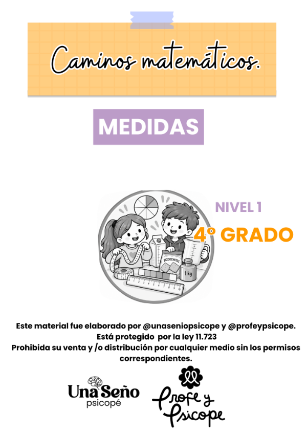 Producto - MEDIDAS 4to GRADO: Matemática 2 niveles de dificultad - 0