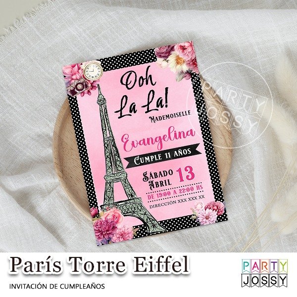 Producto - Invitación Cumpleaños París Torre Eiffel