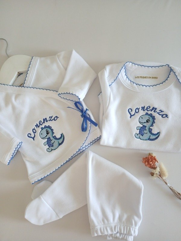 Producto - Ajuar dino azul 3 piezas
