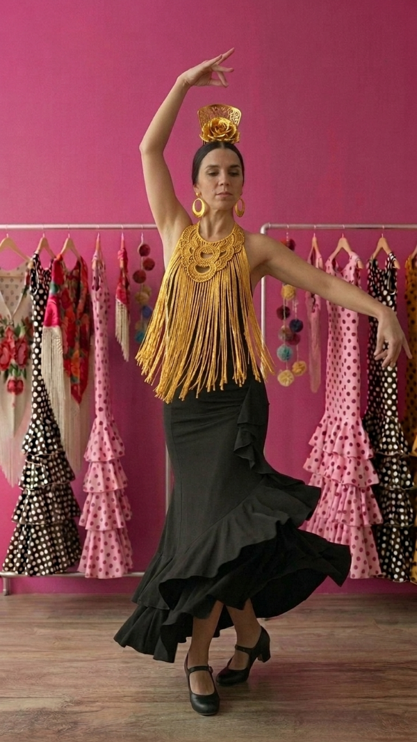Producto - Collar De Flecos De Seda XL Dorado