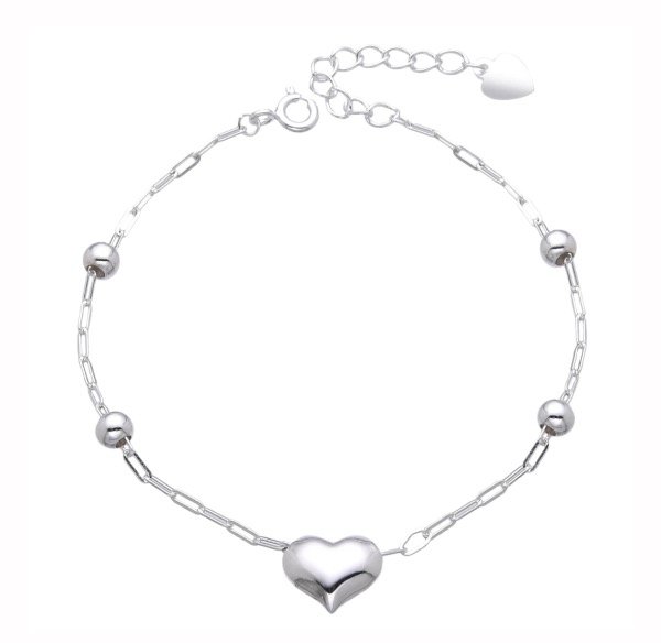 Producto - Pulsera Plata 925 -  bolita y corazones
