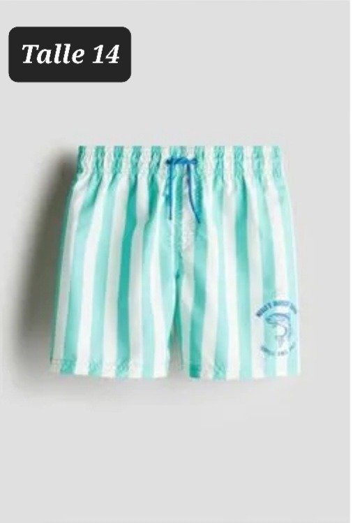 Producto - Traje de baño HyM talle 14 rayado celeste