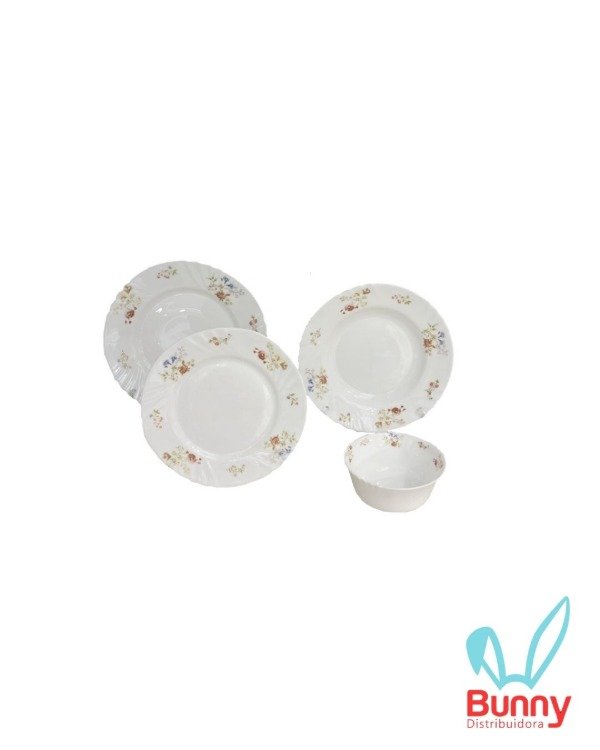 Producto - SET DE VAJILLA 24 PIEZAS REDONDO DECORADO 57916937