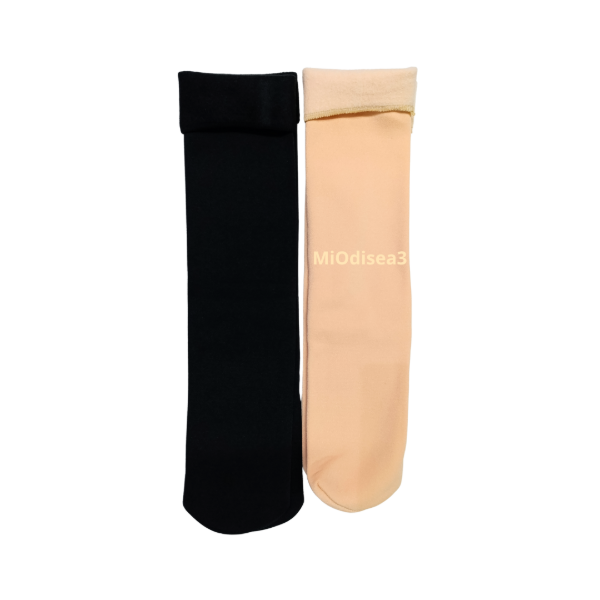 Producto - Medias Termicas Peluche 1/2 Caña Lisos Nude Negro Docena Art: 30400