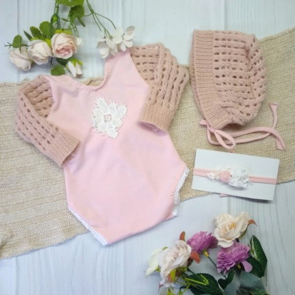 Producto - Body, capota y vincha rosa viejo NB