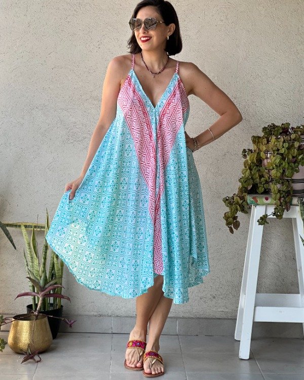 Producto - Solero Cruzado Aqua y Coral L a 2XL