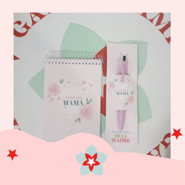 Producto - SET DE ANOTADOR + BIROME FILGO FASTRACK GRACIAS MAMÁ